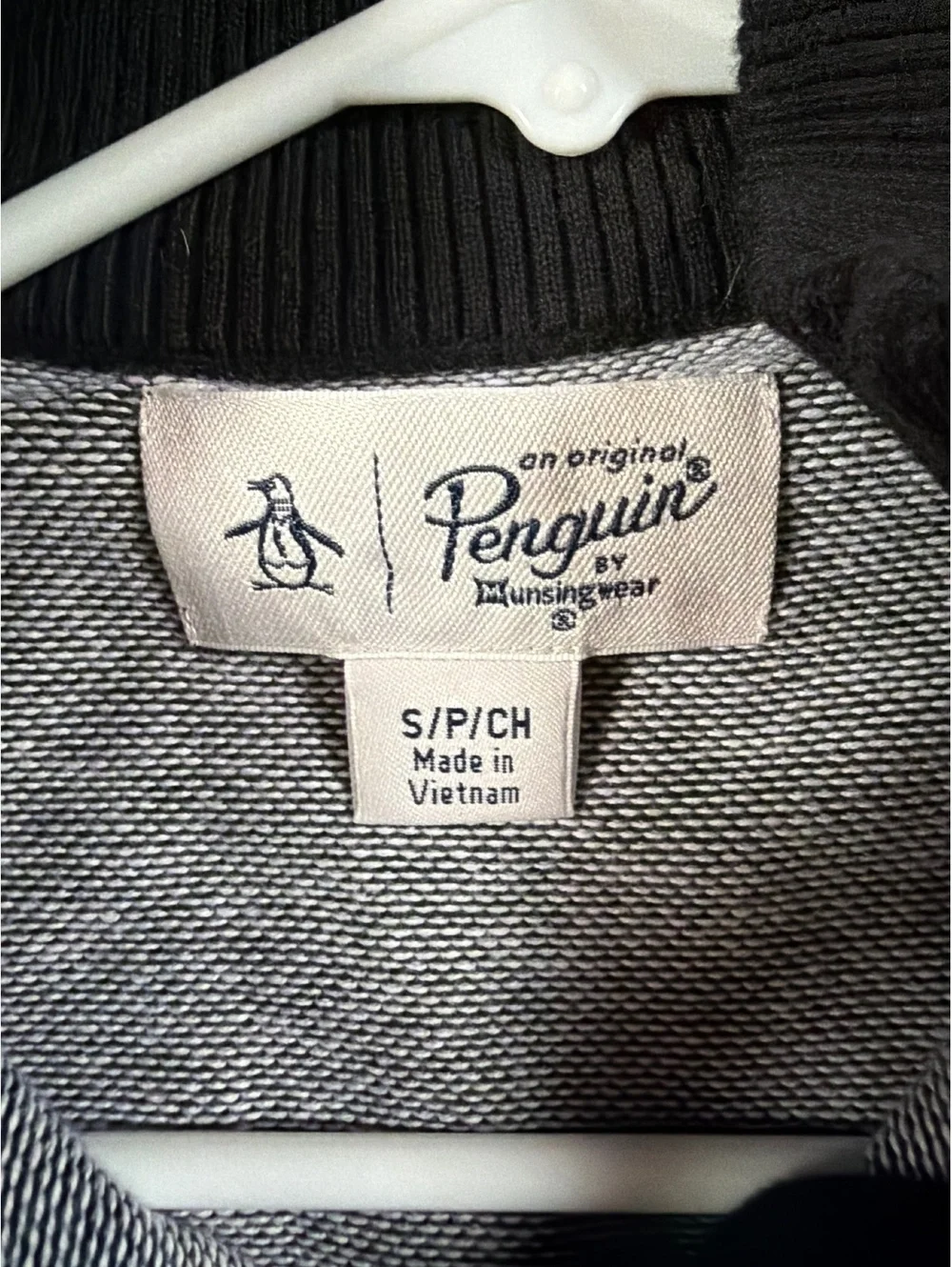 Small - Men - Original Penguin Grey Black Half-Zip Sweater